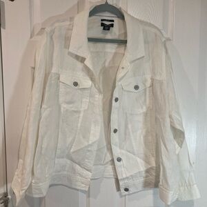 Jones New York 100% linen crispy white classic timeless jean jacket plus size 2X